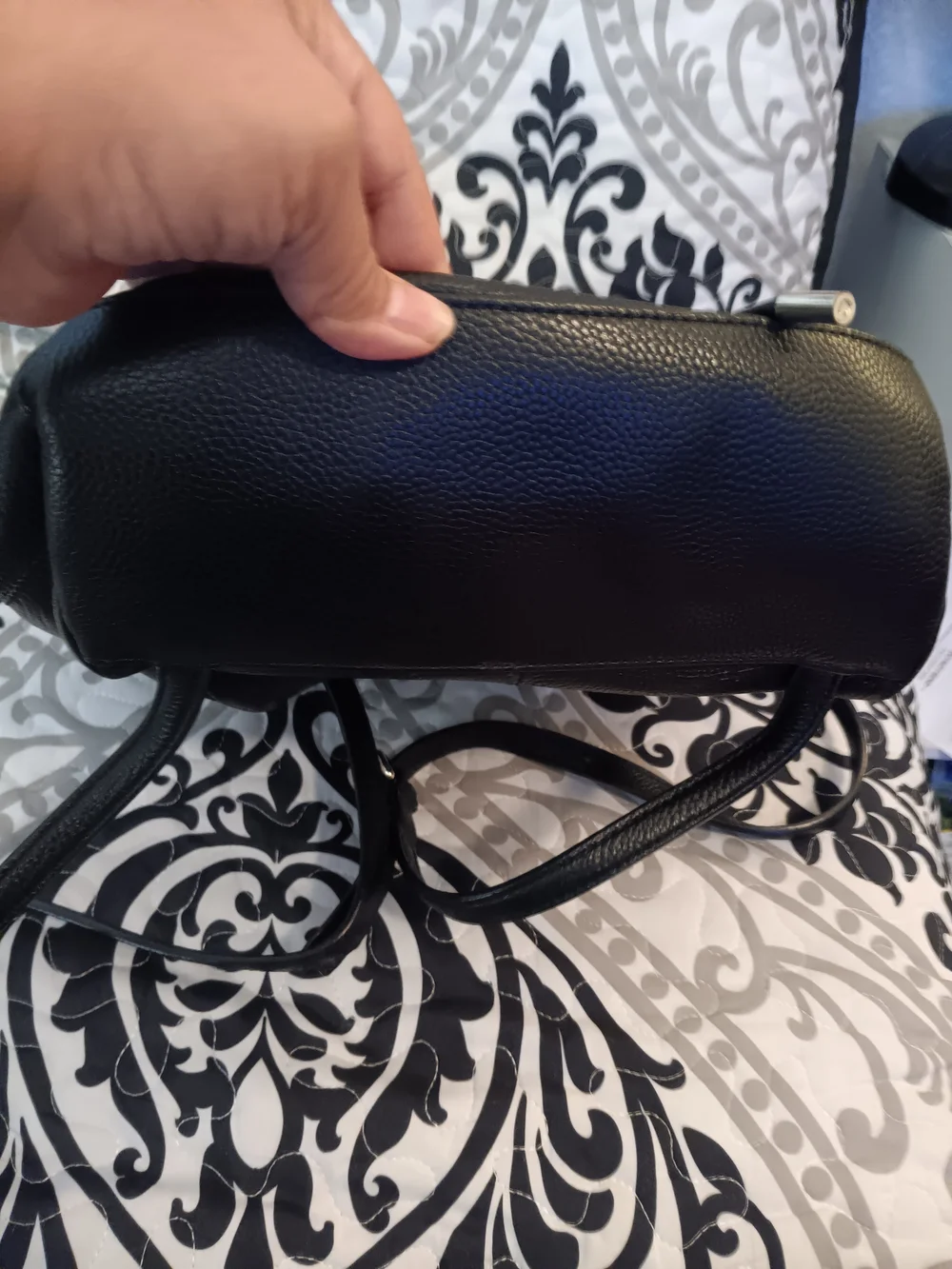 kate spade Black Pebbled Leather Drawstring Backpack